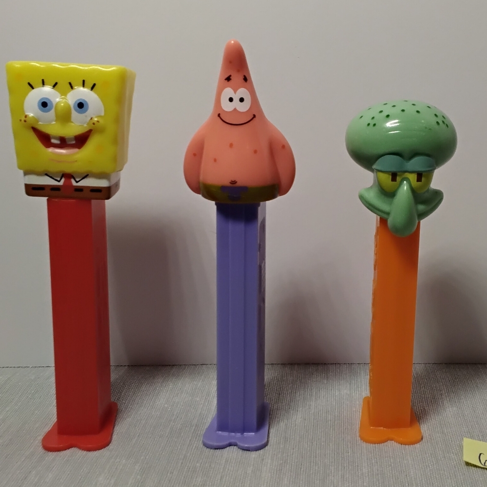 PEZ Sponge Bob Lot of 3: Sponge Bob, Patrick, and Squidward